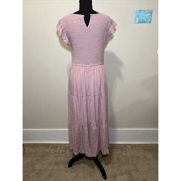 August Sky Women's Pink Tiered Ruffle Dress Size Large Soft Ballerinacore - Picture 4 of 6